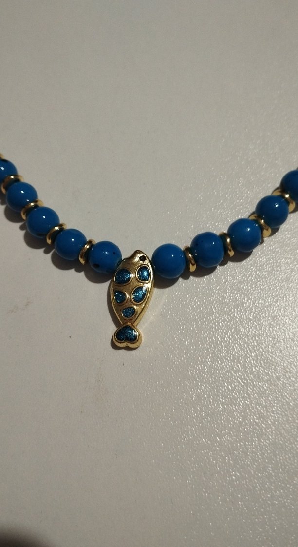 Mavi Boncuklu, balık figürlü kolye - Görsel 2