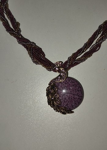 Ametis taşlı otantik el yapımı kolye - Görsel 2