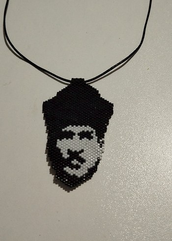 Peyote tekniği ile Siyah Boncuklu Midir Kolye - Görsel 2