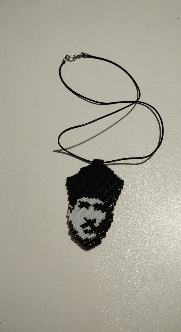 Peyote tekniği ile Siyah Boncuklu Midir Kolye - Görsel 4