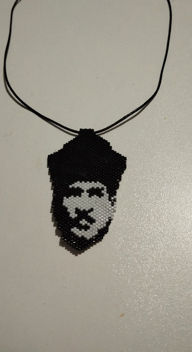 Peyote tekniği ile Siyah Boncuklu Midir Kolye - Görsel 2