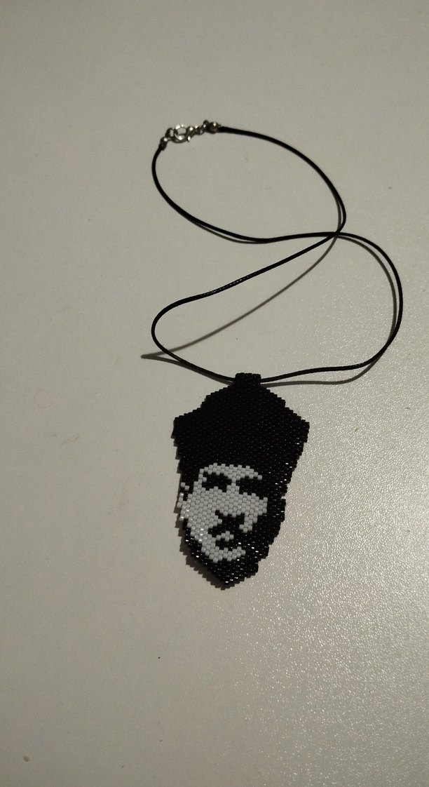 Peyote tekniği ile Siyah Boncuklu Midir Kolye - Görsel 3