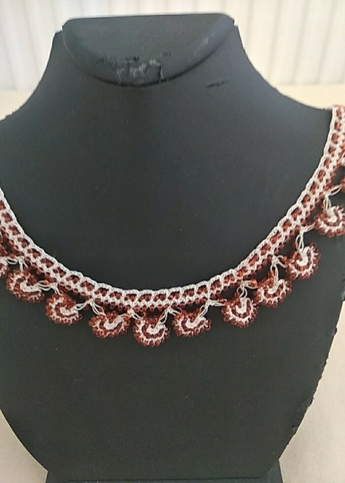 Kahverengi boncuk oyası kolye  - Görsel 2