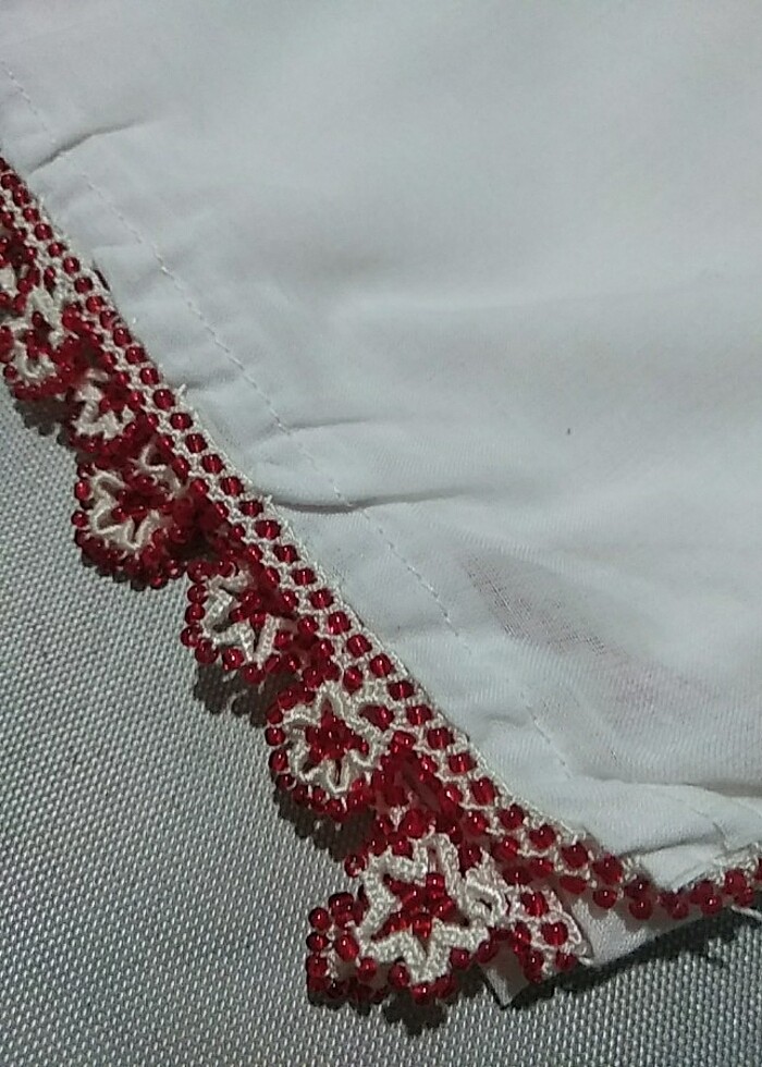 Kırmızı cam boncuklu yemeni  - Görsel 2