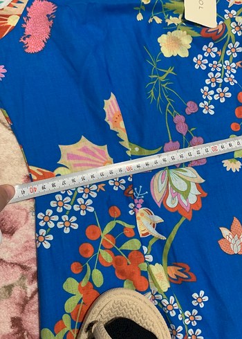 Mavi Çiçek Desenli Uzun Bohem Elbise - Görsel 7