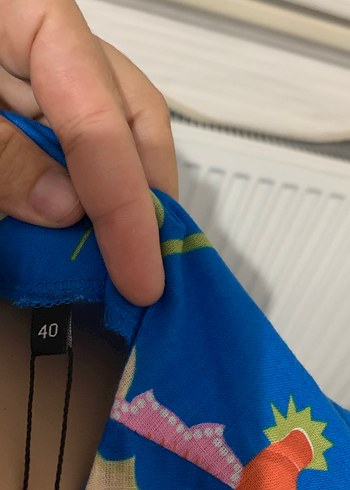 Mavi Çiçek Desenli Uzun Bohem Elbise - Görsel 6