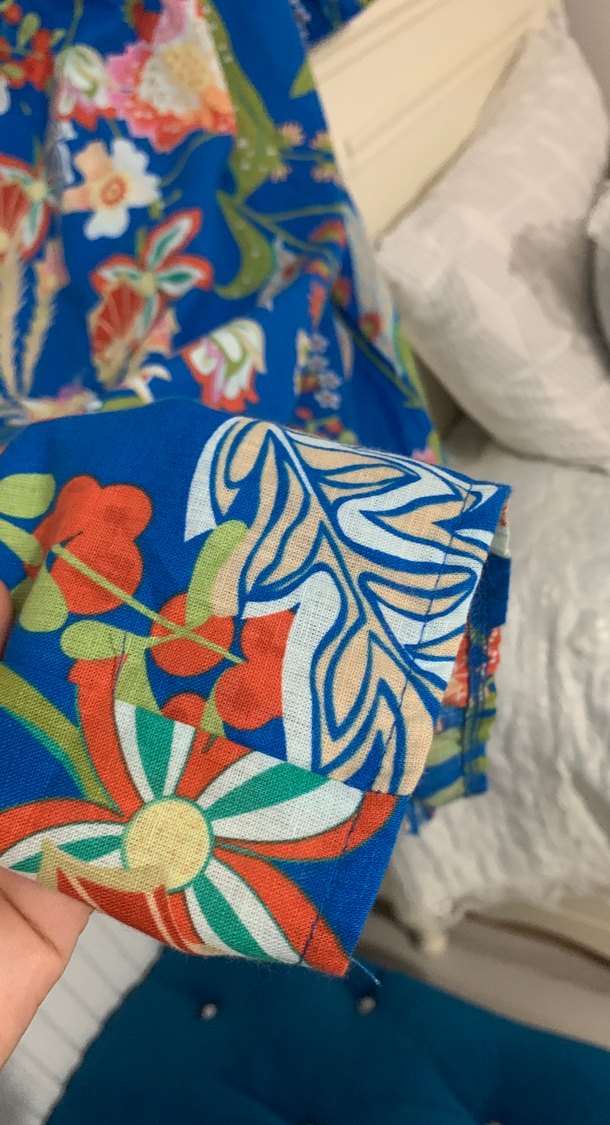 Mavi Çiçek Desenli Uzun Bohem Elbise - Görsel 4