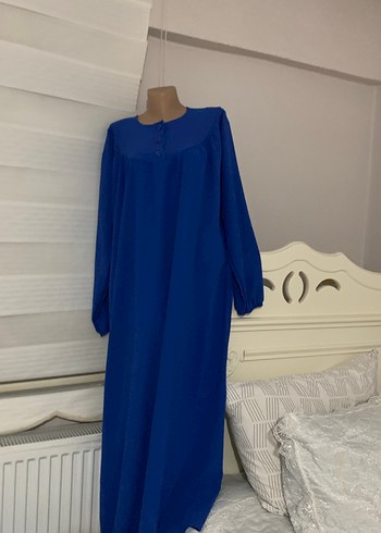 Uzun Kollu Mavi Salaş Kadın Elbise - Görsel 3