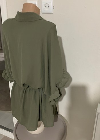 Kemerli Kısa Kadın Keten Gömlek - Görsel 3