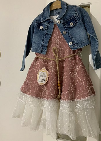 Dantel Detaylı Pembe Kız Çocuk Elbise - Görsel 2