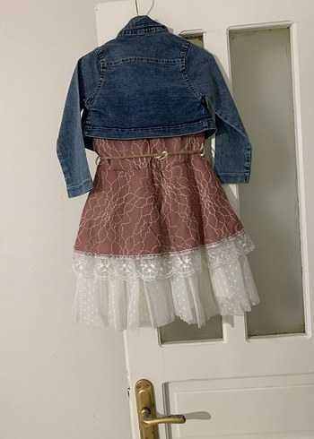 Dantel Detaylı Pembe Kız Çocuk Elbise - Görsel 3