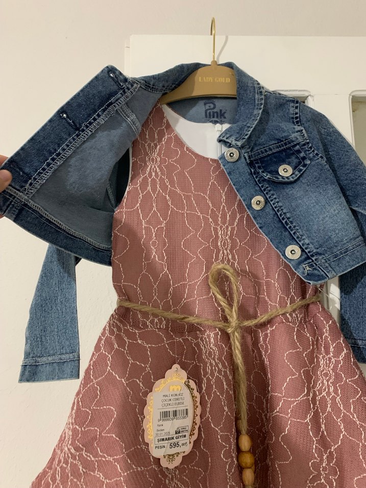 Dantel Detaylı Pembe Kız Çocuk Elbise - Görsel 4
