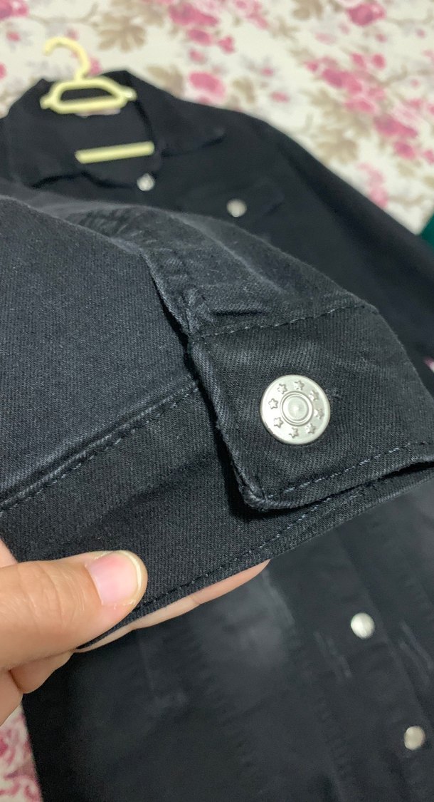 Siyah Kadın Denim Ceket, Düğmeli, Normal Boy - Görsel 3