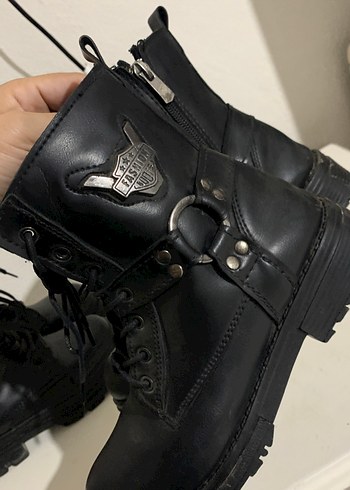 Siyah Deri Stiletto Topuklu Biker Botlar - Görsel 4