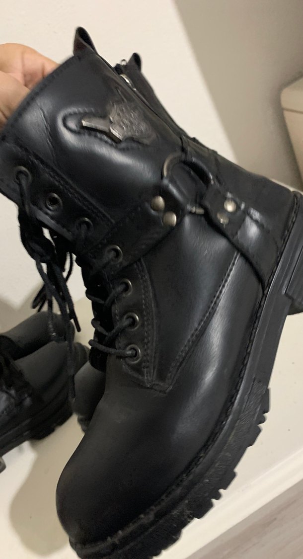 Siyah Deri Stiletto Topuklu Biker Botlar - Görsel 3