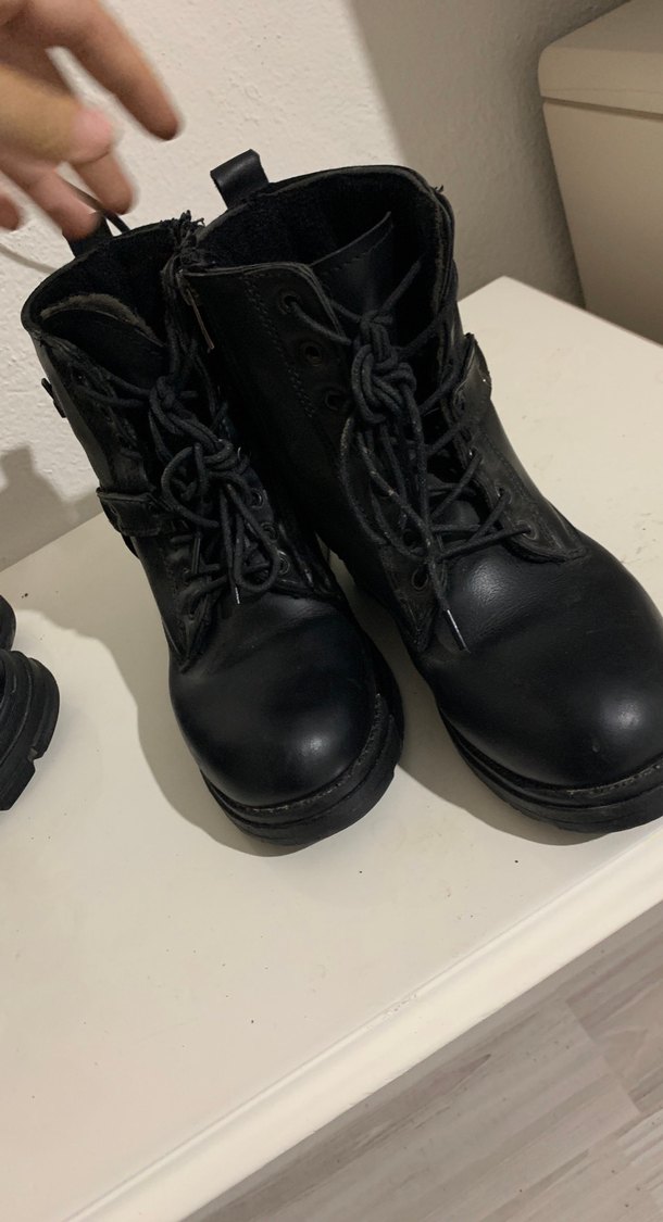 Siyah Deri Stiletto Topuklu Biker Botlar - Görsel 2