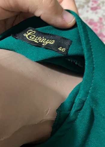 Uzun, V Yaka, Nakışlı Yeşil Emzirme Önlüğü - Görsel 5