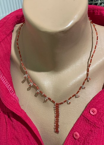 Kırmızı Nakışlı Bohem Boncuklu Kadın Kolye - Görsel 3