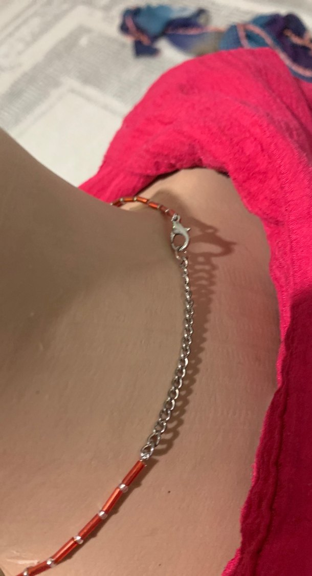 Kırmızı Nakışlı Bohem Boncuklu Kadın Kolye - Görsel 4