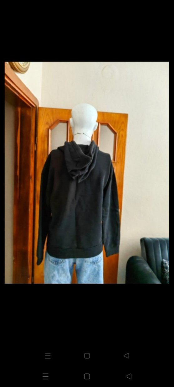 Siyah Nakışlı Kapüşonlu Oversize Sweatshirt - Görsel 4