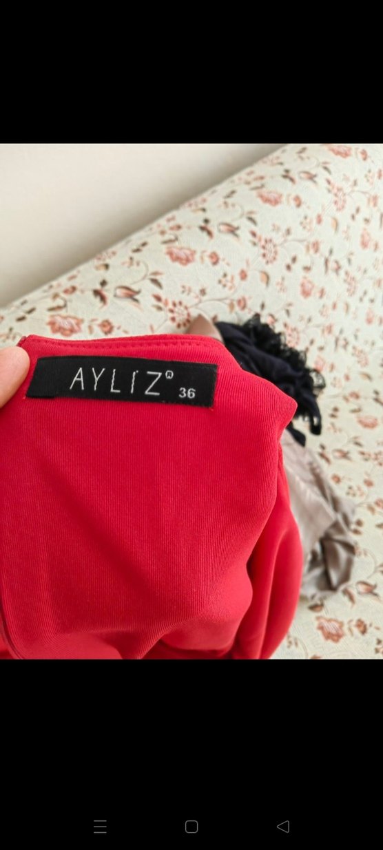 Uzun Kollu Kırmızı Mini Elbise - Görsel 5