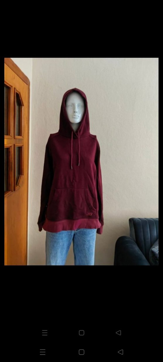 Bordo Kapüşonlu Rahat Kesim Sweatshirt - Görsel 2