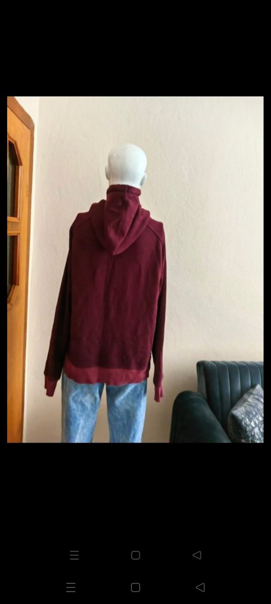 Bordo Kapüşonlu Rahat Kesim Sweatshirt - Görsel 3