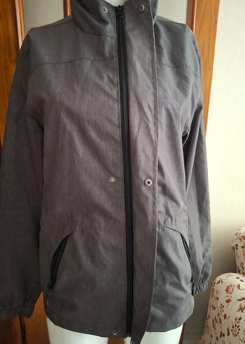 Gri Kapüşonlu Kadın Yağmurluk - Görsel 8