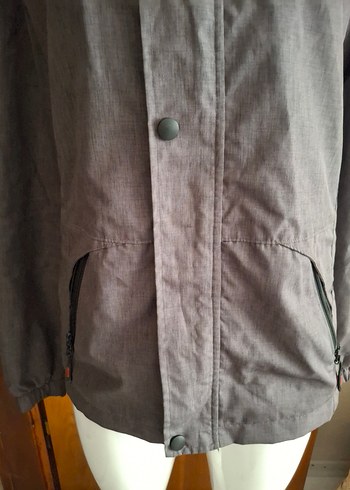 Gri Kapüşonlu Kadın Yağmurluk - Görsel 4