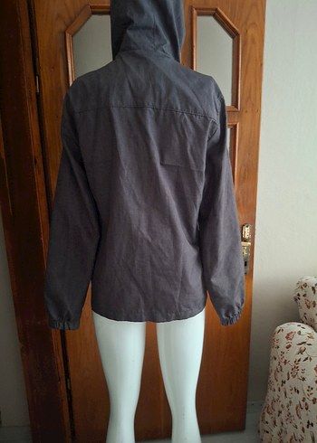 Gri Kapüşonlu Kadın Yağmurluk - Görsel 6