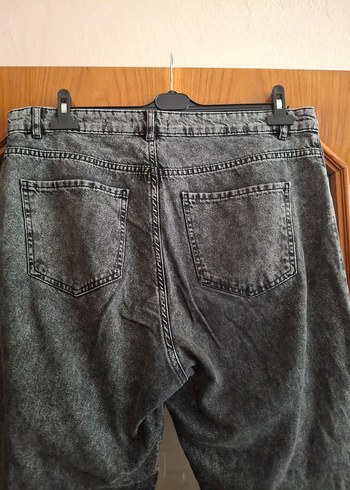 Gri Bol Kesim Kot Pantolon - Görsel 5