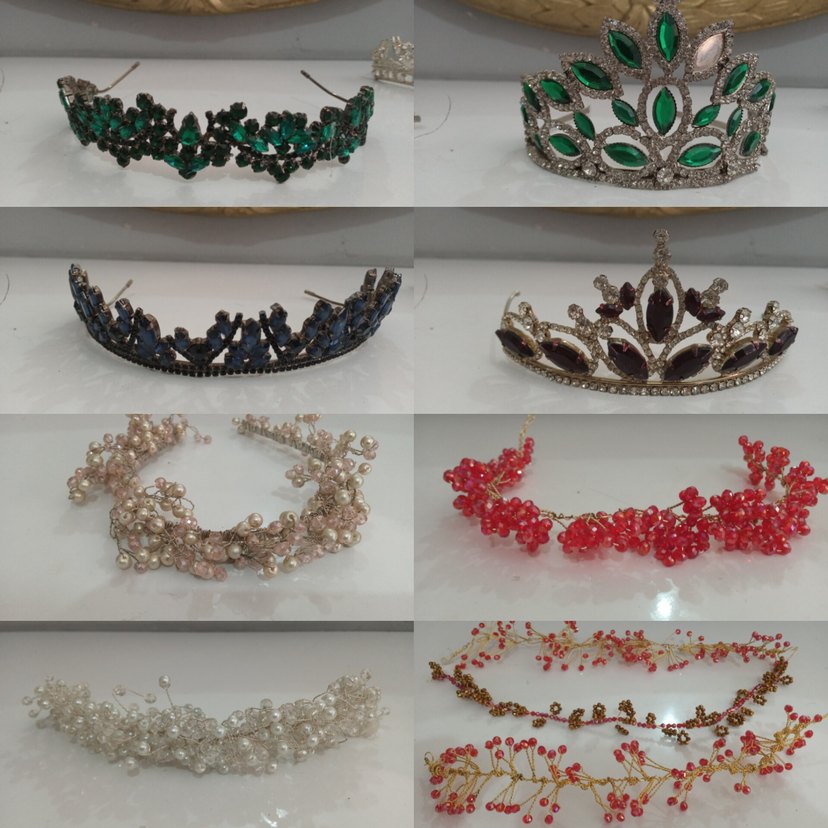 Parlak Cam Taşlı Çok Renkli Gelin Tacı - Görsel 3