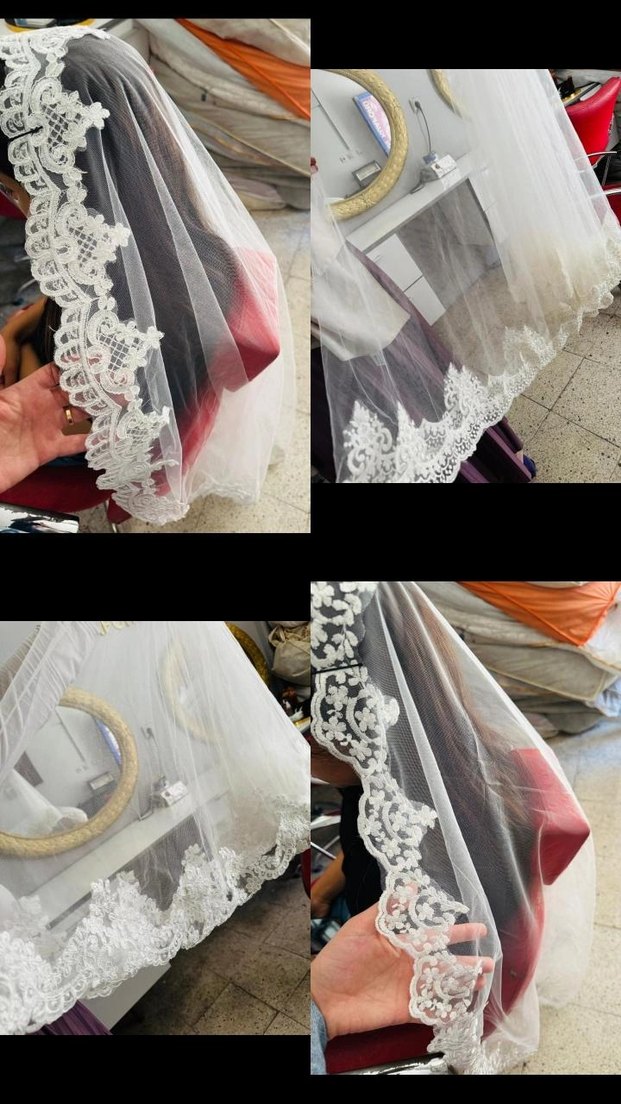 Drapeli Beyaz Düğün Duvağı - Görsel 3