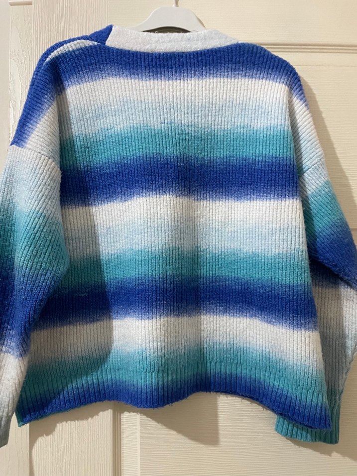 Mavi Batik Desenli Triko Hırka - Görsel 2