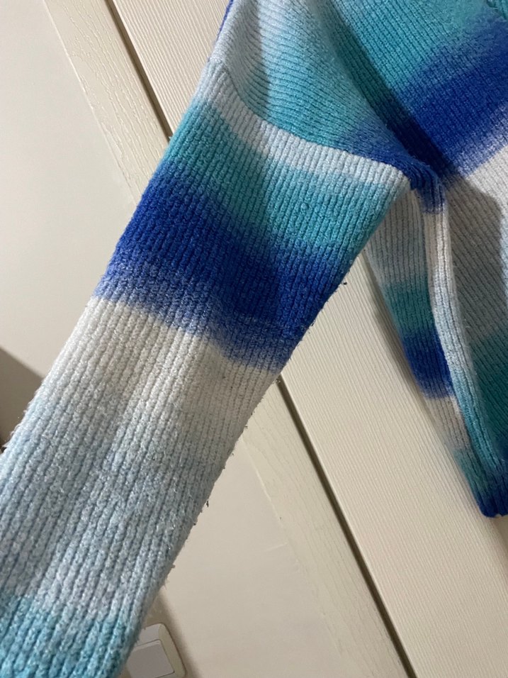 Mavi Batik Desenli Triko Hırka - Görsel 3