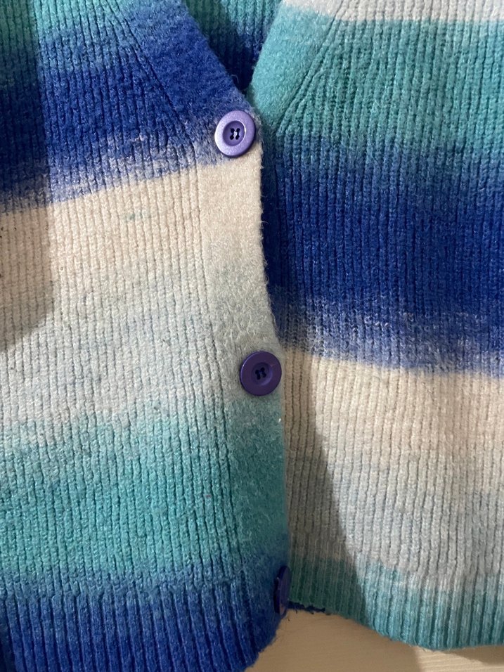 Mavi Batik Desenli Triko Hırka - Görsel 4