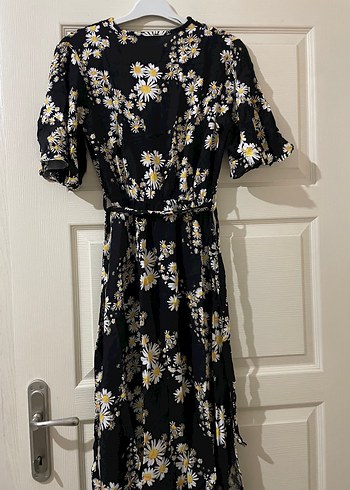 Siyah Çiçekli Uzun Bohem Elbise - Görsel 5