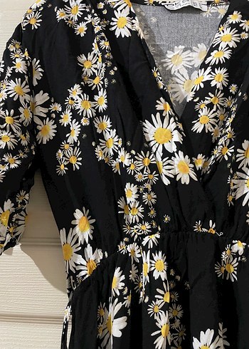 Siyah Çiçekli Uzun Bohem Elbise - Görsel 2