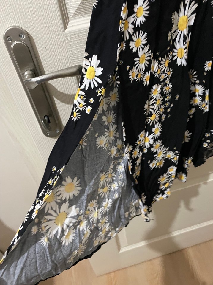 Siyah Çiçekli Uzun Bohem Elbise - Görsel 4