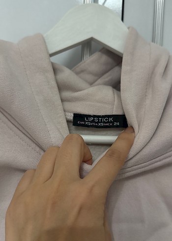xs Beden Pembe Kapüşonlu Crop Sweatshirt