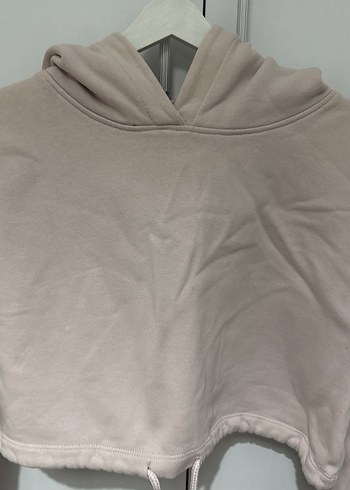 Diğer Pembe Kapüşonlu Crop Sweatshirt