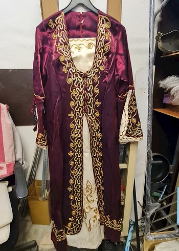 Bordo İşlemeli Uzun Kadın Kına Elbisesi - Görsel 5