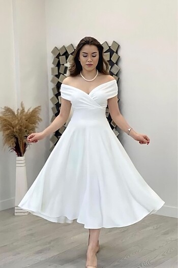 Beyaz Nikah - Nişan - Kokteyl Elbisesi