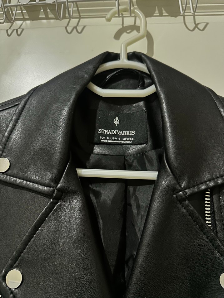 Siyah Kadın Deri Biker Ceket - Görsel 4