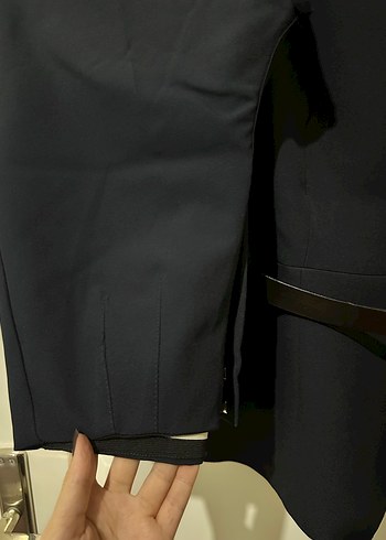 Kemerli Klasik Lacivert Kadın Takım - Görsel 4