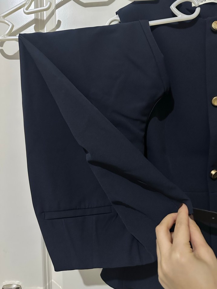 Kemerli Klasik Lacivert Kadın Takım - Görsel 2
