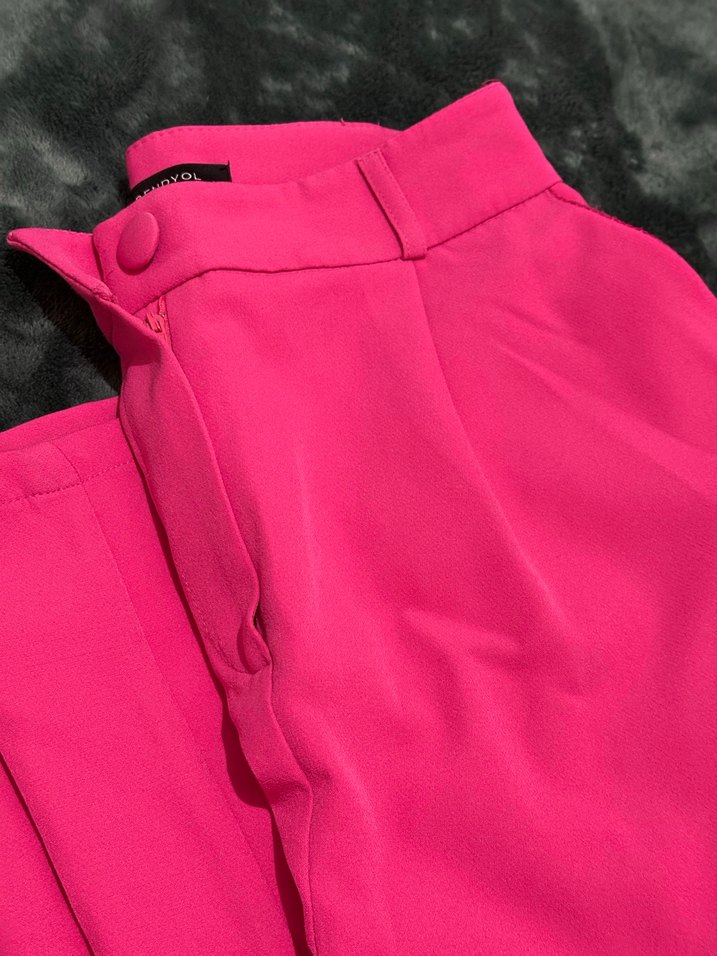 Pembe wide leg pantolon - Görsel 2