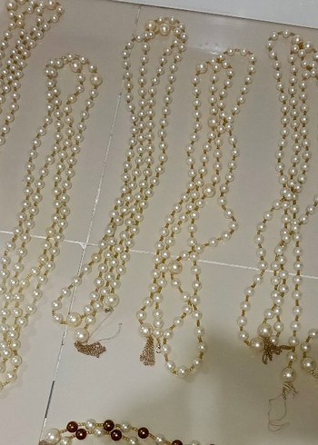 Uzun Beyaz-Kahverengi  perde Boncuk ve aksesuarları - Görsel 3