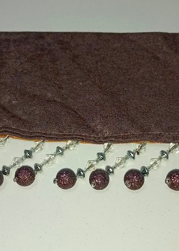 Uzun Beyaz-Kahverengi  perde Boncuk ve aksesuarları - Görsel 5