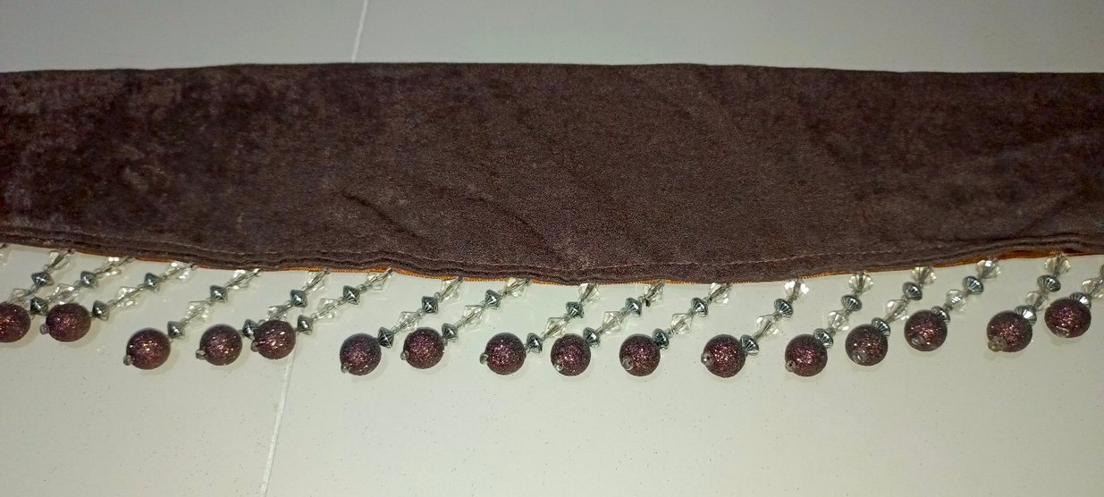 Uzun Beyaz-Kahverengi  perde Boncuk ve aksesuarları - Görsel 5